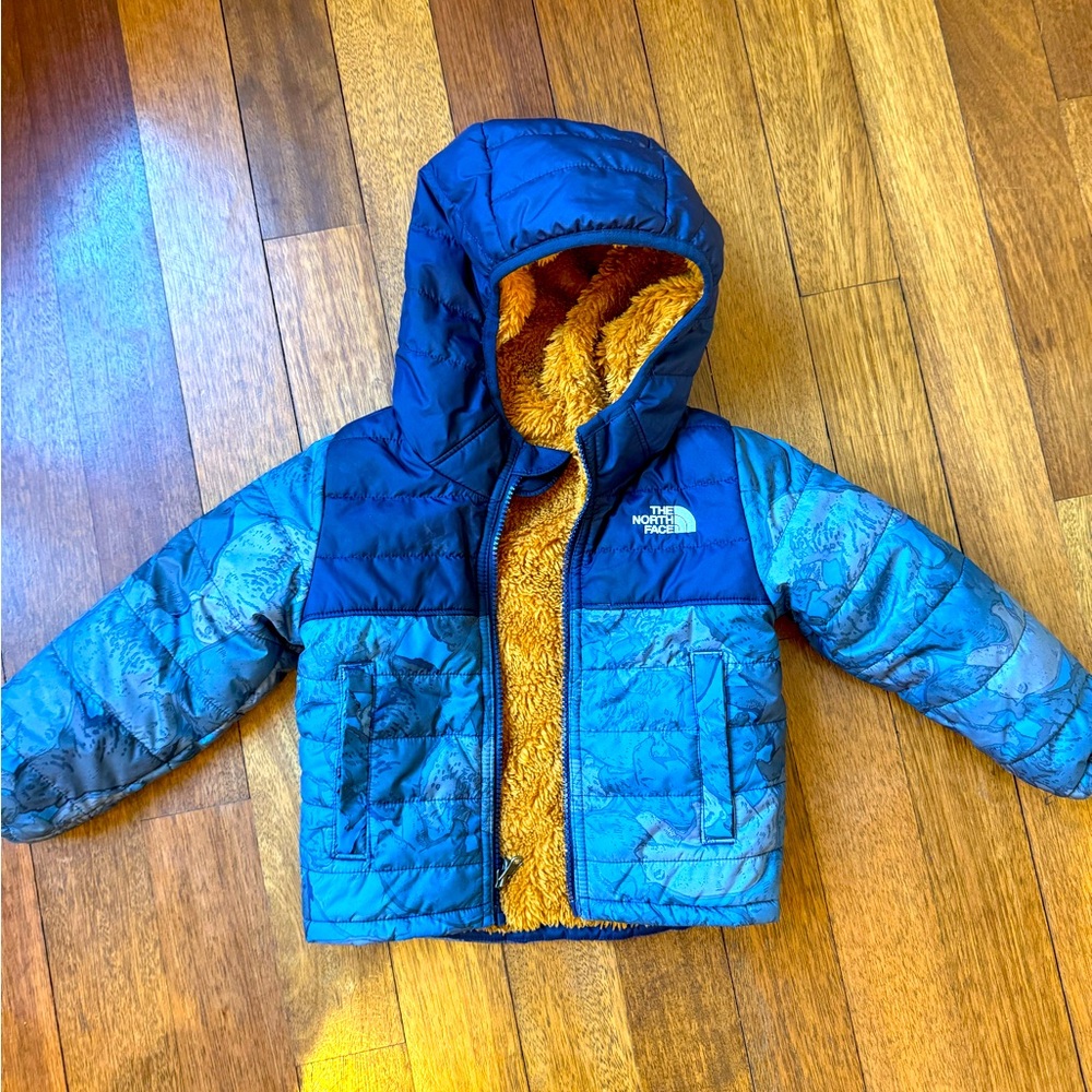 The North Face Kids Blue Jacket with Orange Lining